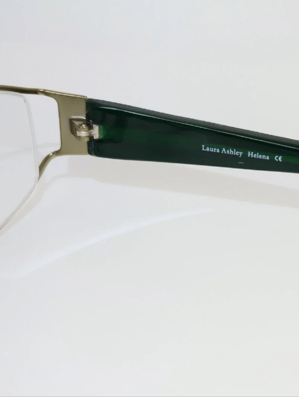 Laura Ashley. Helena. Gold Semi Rimless Metal Eyeglasses. Sage Loom.